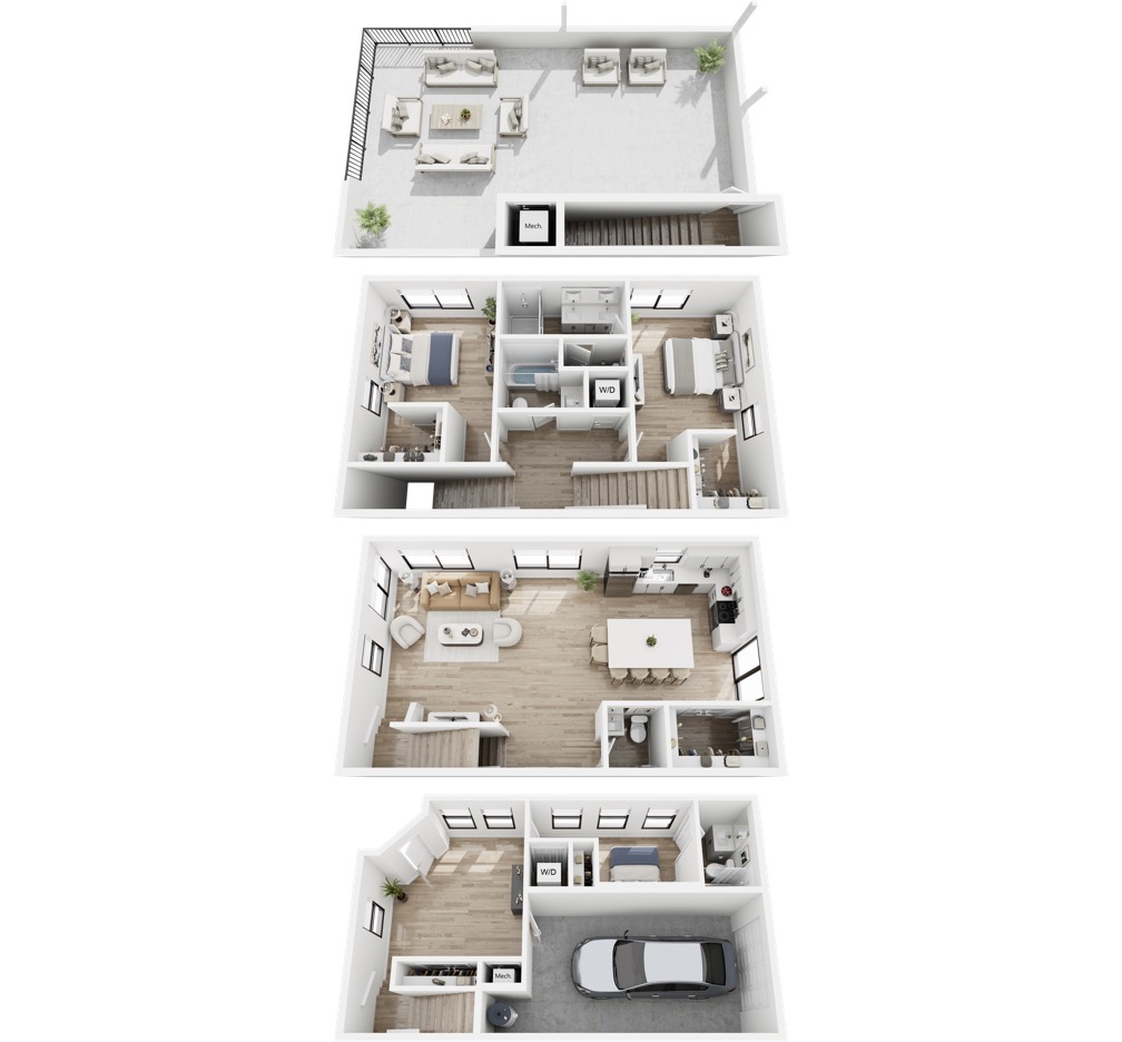 Floor plan for 2 beds, 2.5 baths, 1487 sqft